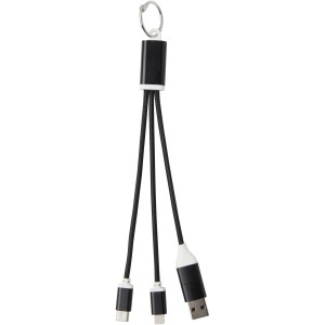 Metal 4-in-1 recycled aluminium charging cable with keychain (Eletronics cables, adapters)