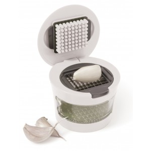 Plastic with stainless steel garlic cutter Rosetta, white (Metal kitchen equipments)