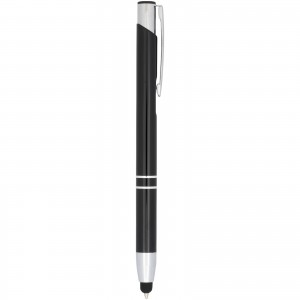 Moneta anodized aluminium click stylus ballpoint pen, solid black (Metallic pen)