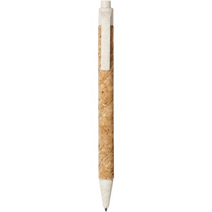 Midar cork and wheat straw ballpoint pen, Cream (Wooden, bamboo, carton pen)