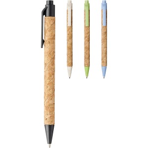 Midar cork and wheat straw ballpoint pen, Cream (Wooden, bamboo, carton pen)