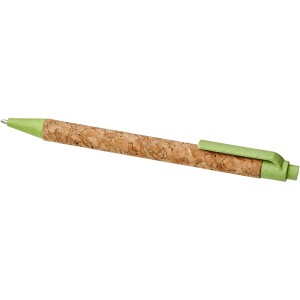 Midar cork and wheat straw ballpoint pen, Green (Wooden, bamboo, carton pen)