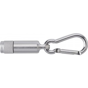 Aluminium mini torch with carabiner Tracy, silver