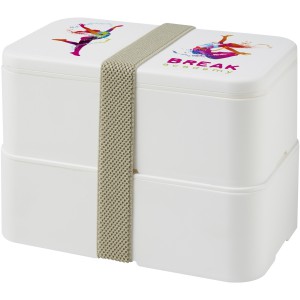 MIYO double layer lunch box, White, White, Pebble grey (Plastic kitchen equipments)