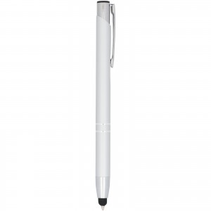 Moneta anodized aluminium click stylus ballpoint pen, Silver (Metallic pen)