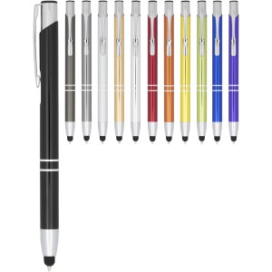 Moneta anodized aluminium click stylus ballpoint pen, solid black (Metallic pen)