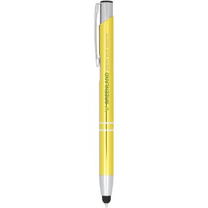 Moneta anodized aluminium click stylus ballpoint pen, Yellow (Metallic pen)