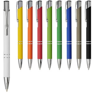 Moneta soft touch click ballpoint pen, white (Metallic pen)