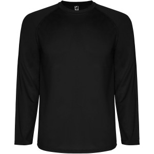 Montecarlo long sleeve kids sports t-shirt, Solid black (T-shirt, mixed fiber, synthetic)