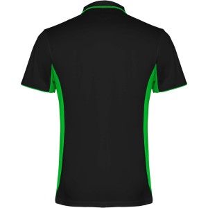 Montmelo short sleeve unisex sports polo, Solid black, Lime (T-shirt, mixed fiber, synthetic)