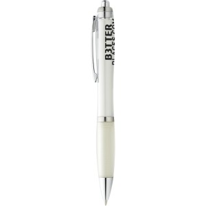 Nash ballpoint pen with coloured barrel and grip, White (Plastic pen)