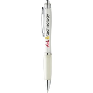 Nash ballpoint pen with coloured barrel and grip, White (Plastic pen)