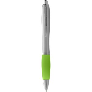 Nash ballpoint pen with coloured grip, Silver,Lime green (Plastic pen)