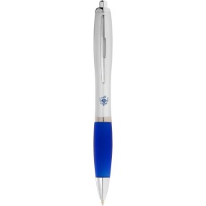 Nash ballpoint pen with coloured grip, Silver,Royal blue (Plastic pen)