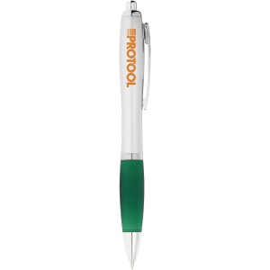 Nash ballpoint pen with silver barrel with coloured grip, Green,Silver (Plastic pen)