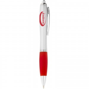 Nash ballpoint pen with silver barrel with coloured grip, Silver,Red (Plastic pen)