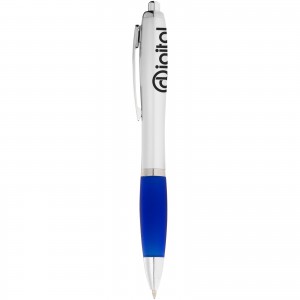 Nash ballpoint pen with silver barrel with coloured grip, Silver,Royal blue (Plastic pen)