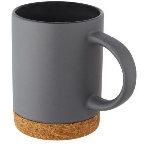 Neiva 425 ml ceramic mug with cork base, Grey (Mugs)