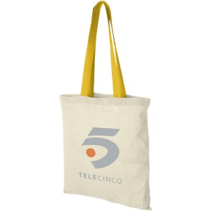 Nevada 100 g/m2 cotton tote bag with coloured handles, Natur (cotton bag)