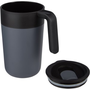 Nordia 400 ml double-wall recycled mug, Grey (Mugs)