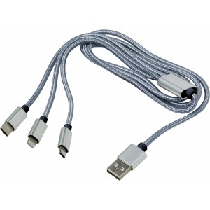 Nylon charging cable Felix, silver (Eletronics cables, adapters)