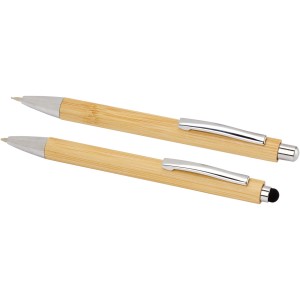 Oblys bamboo ballpoint pen and mechanical pencil set (black  (Pen sets)