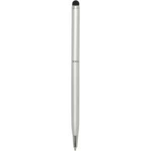 Ore aluminium ballpoint pen with stylus (blue ink), Silver (Metallic pen)