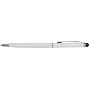 Ore aluminium ballpoint pen with stylus (blue ink), White (Metallic pen)