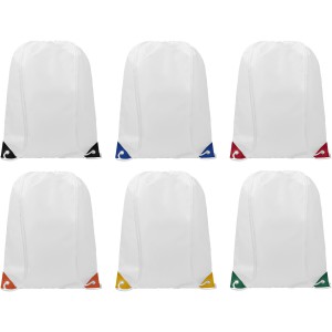 Oriole drawstring backpack with coloured corners, White, Yellow (Backpacks)