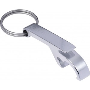 Aluminium key chain with bottle opener and can opener, silver (Keychains)