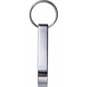Aluminium key chain with bottle opener and can opener, silver (Keychains)