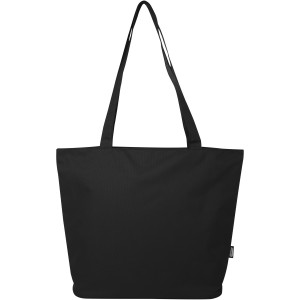 Panama GRS recycled zippered tote bag 20L, Solid black (Shopping bags)