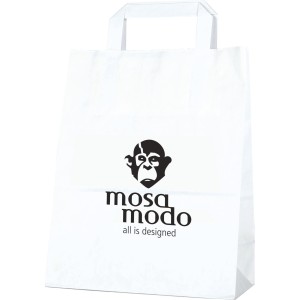 Paper shopping bag Flat handle 25 x 17 x 33 cm, white