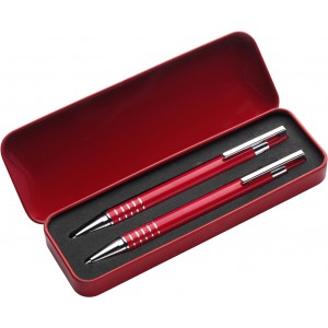 Aluminium writing set Yolanda, red (Pen sets)