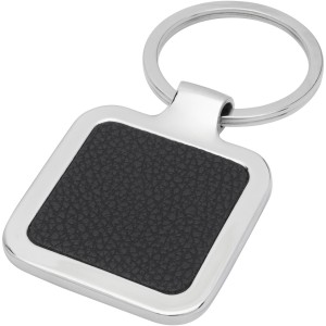 Piero laserable PU leather squared keychain, Solid black (Keychains)