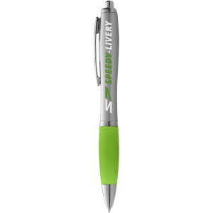 Nash ballpoint pen with coloured grip, Silver,Lime green (Plastic pen)