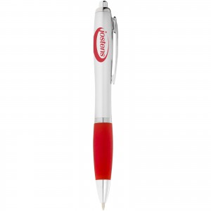 Nash ballpoint pen with coloured grip, Silver,Red (Plastic pen)