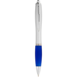 Nash ballpoint pen with coloured grip, Silver,Royal blue (Plastic pen)