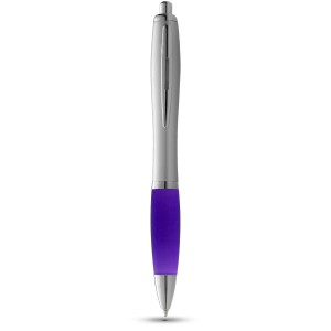 Nash ballpoint pen with silver barrel with coloured grip, Purple,Silver (Plastic pen)