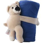Plush toy bear with fleece blanket Owen, cobalt blue (840742-23)