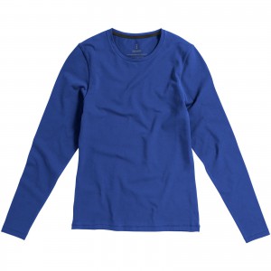 Ponoka long sleeve women's organic t-shirt, Blue (Long-sleeved shirt)