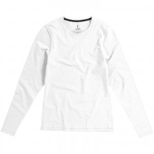 Ponoka long sleeve women's organic t-shirt, White (Long-sleeved shirt)