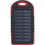 Rubberized ABS solar power bank Aurora, red