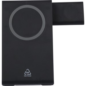 Recycled ABS 3-in-1 magnetic wireless charger Valerio, black