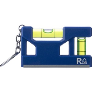 Recycled ABS spirit level keychain Indira, cobalt blue (Keychains)