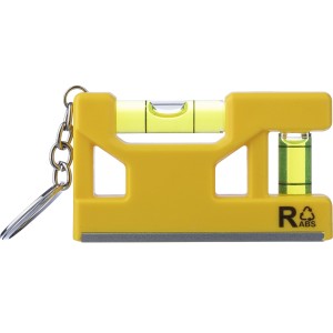 Recycled ABS spirit level keychain Indira, yellow (Keychains)