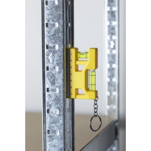Recycled ABS spirit level keychain Indira, yellow (Keychains)