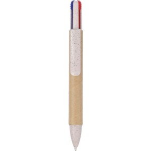 Recycled carton four-color ballpen Deborah, brown (Multi-colored, multi-functional pen)