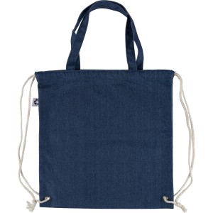Recycled denim drawstring bag Dex, blue
