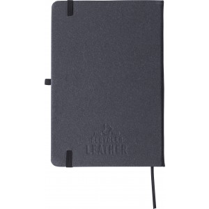 Recycled leather notebook (A5) Gianna, black (Notebooks)